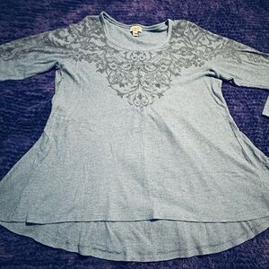 ONE WORLD Blue Long Sleeve Top